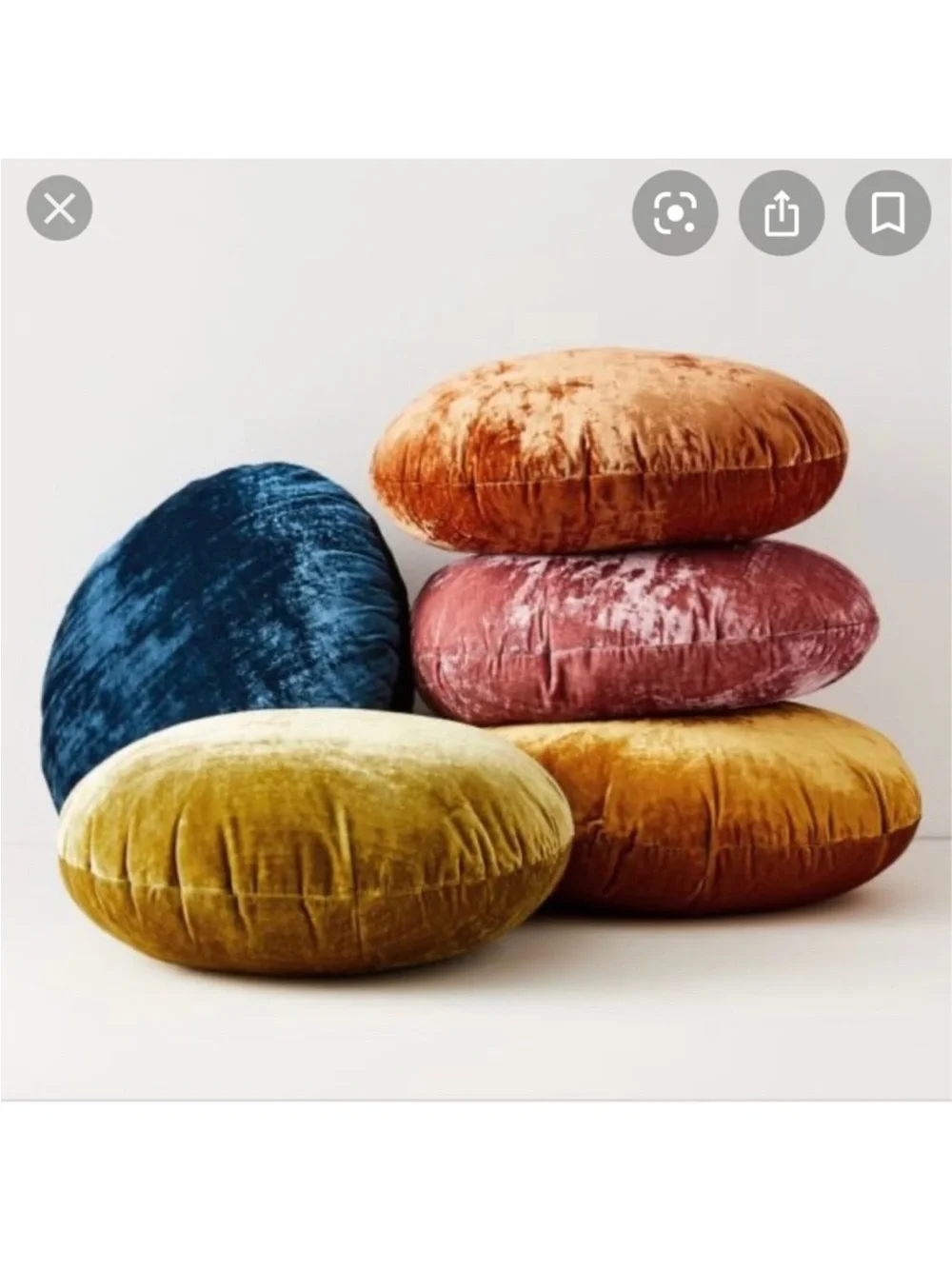 West Elm Set of Round Lush Velvet Pillows in Gold